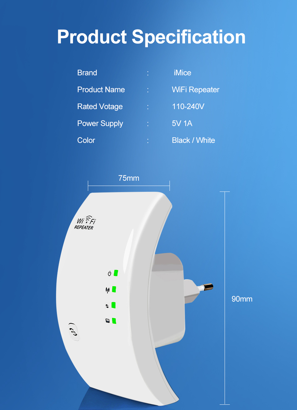 300Mbps Wireless Signal Amplifier Repeater Wi-Fi Range Extender